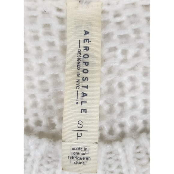 Aeropostale Sweater Womens Small Gray White Striped Casual Preppy Open Knit Top - Picture 3 of 10